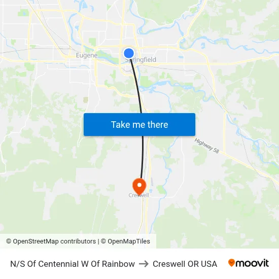 N/S Of Centennial W Of Rainbow to Creswell OR USA map
