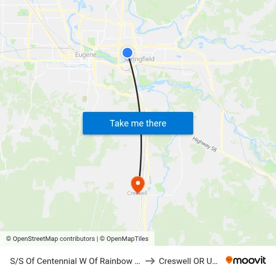 S/S Of Centennial W Of Rainbow Dr to Creswell OR USA map