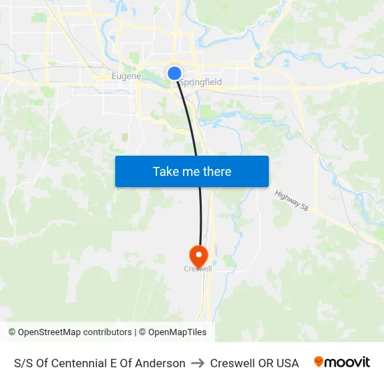 S/S Of Centennial E Of Anderson to Creswell OR USA map