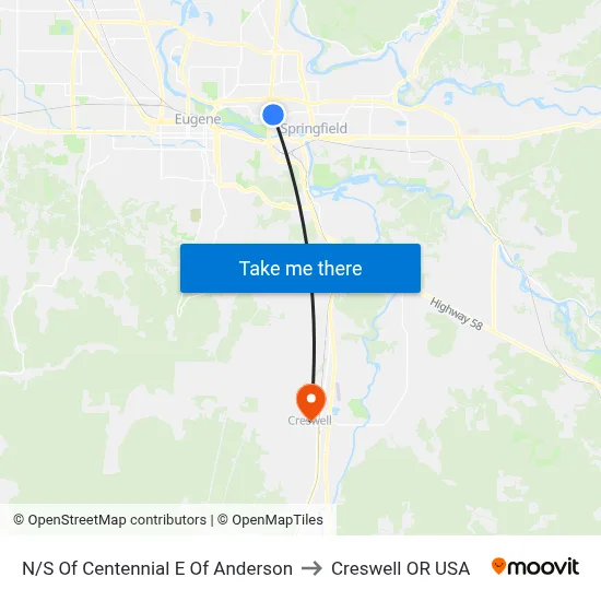 N/S Of Centennial E Of Anderson to Creswell OR USA map