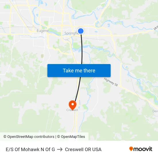 E/S Of Mohawk N Of G to Creswell OR USA map