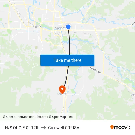 N/S Of G E Of 12th to Creswell OR USA map