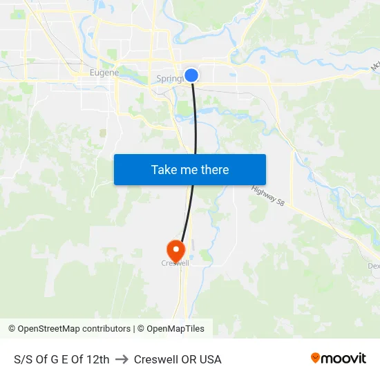 S/S Of G E Of 12th to Creswell OR USA map