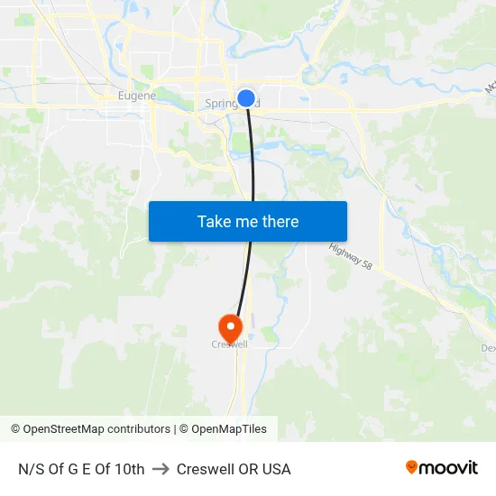 N/S Of G E Of 10th to Creswell OR USA map