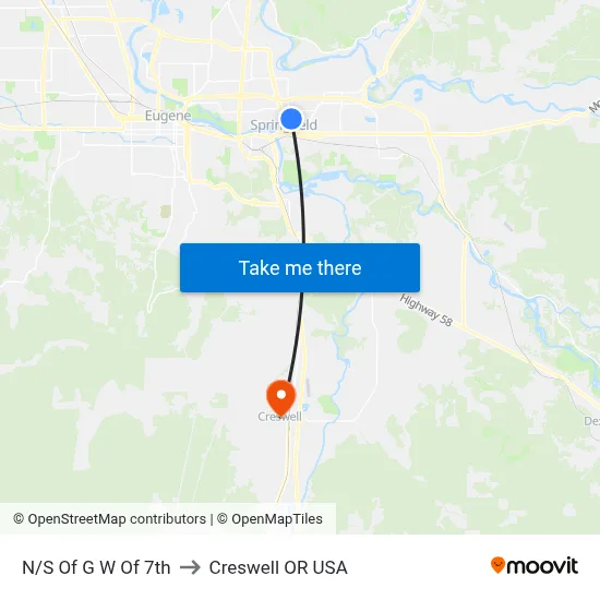N/S Of G W Of 7th to Creswell OR USA map