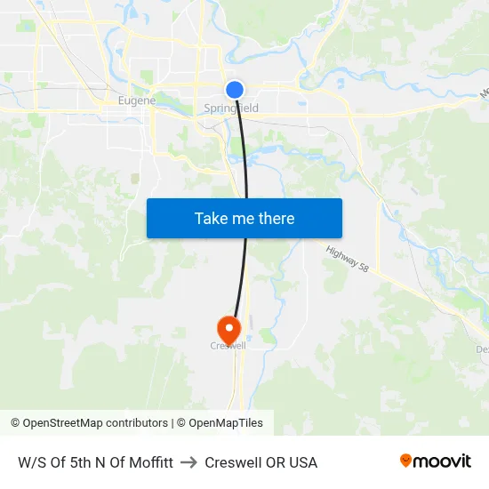 W/S Of 5th N Of Moffitt to Creswell OR USA map
