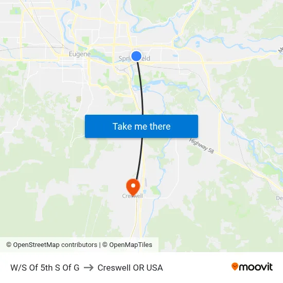 W/S Of 5th S Of G to Creswell OR USA map