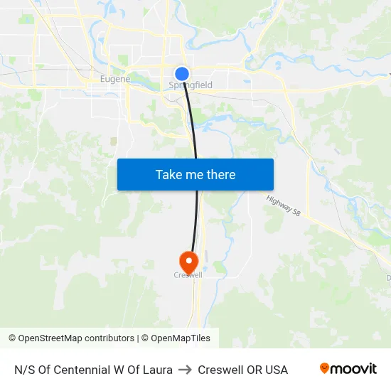 N/S Of Centennial W Of Laura to Creswell OR USA map