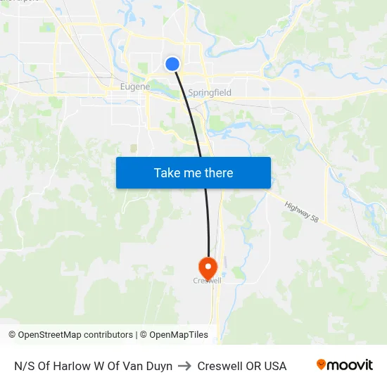 N/S Of Harlow W Of Van Duyn to Creswell OR USA map