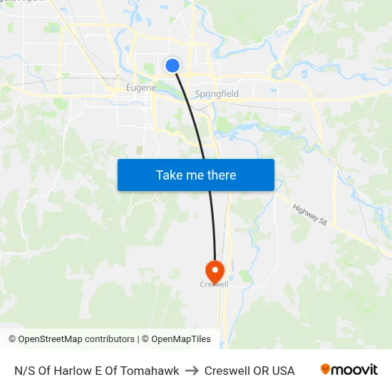N/S Of Harlow E Of Tomahawk to Creswell OR USA map