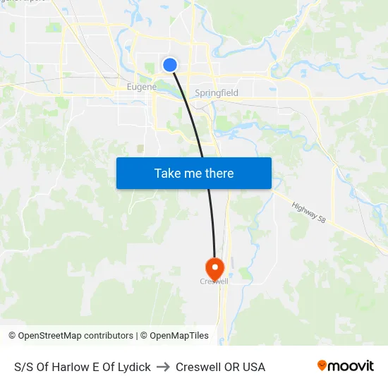 S/S Of Harlow E Of Lydick to Creswell OR USA map