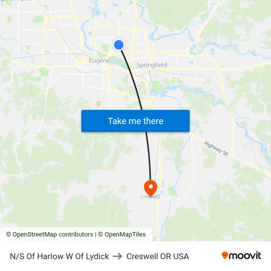 N/S Of Harlow W Of Lydick to Creswell OR USA map