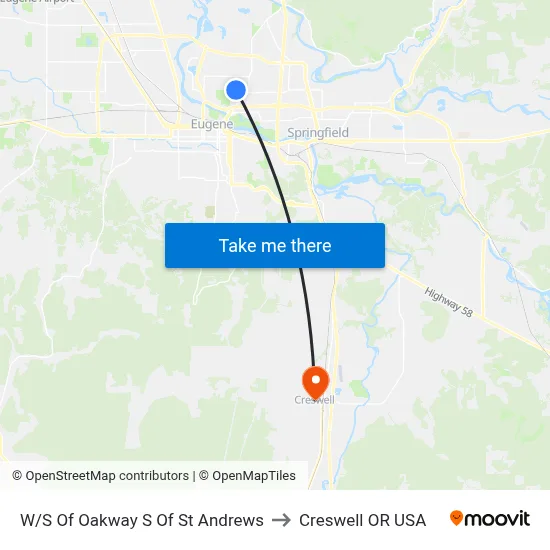 W/S Of Oakway S Of St Andrews to Creswell OR USA map