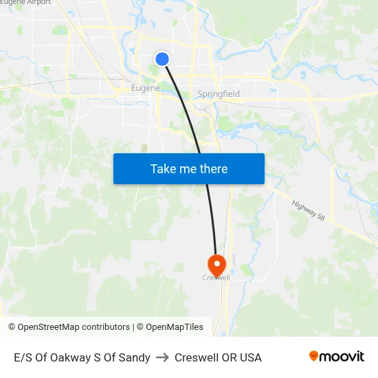 E/S Of Oakway S Of Sandy to Creswell OR USA map