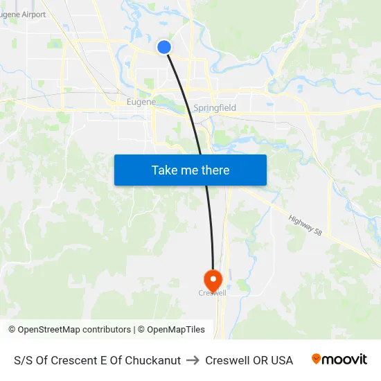 S/S Of Crescent E Of Chuckanut to Creswell OR USA map