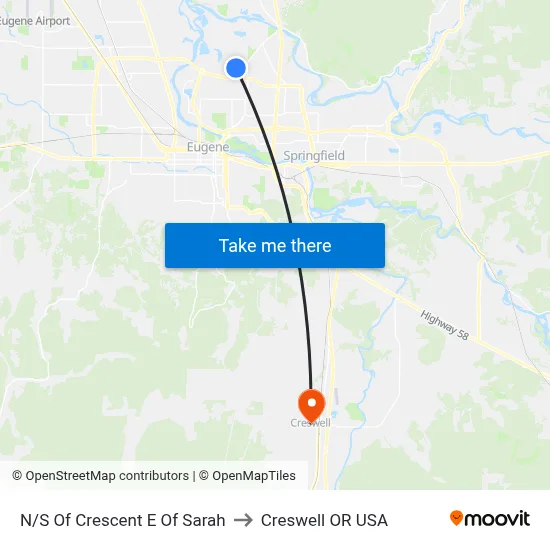 N/S Of Crescent E Of Sarah to Creswell OR USA map