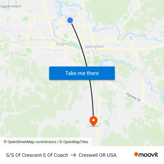 S/S Of Crescent E Of Coach to Creswell OR USA map