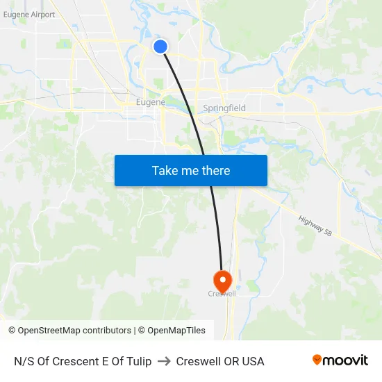 N/S Of Crescent E Of Tulip to Creswell OR USA map