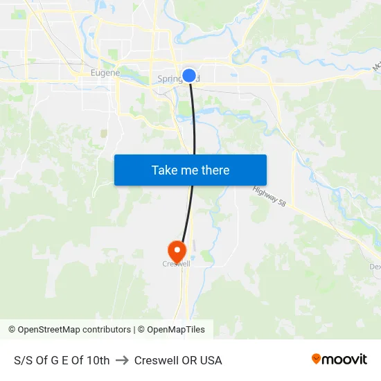 S/S Of G E Of 10th to Creswell OR USA map