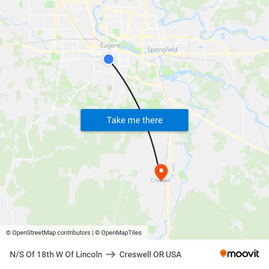 N/S Of 18th W Of Lincoln to Creswell OR USA map