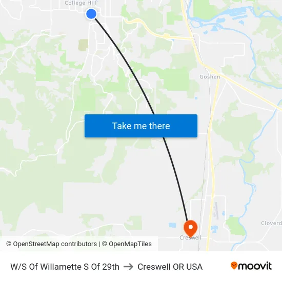 W/S Of Willamette S Of 29th to Creswell OR USA map