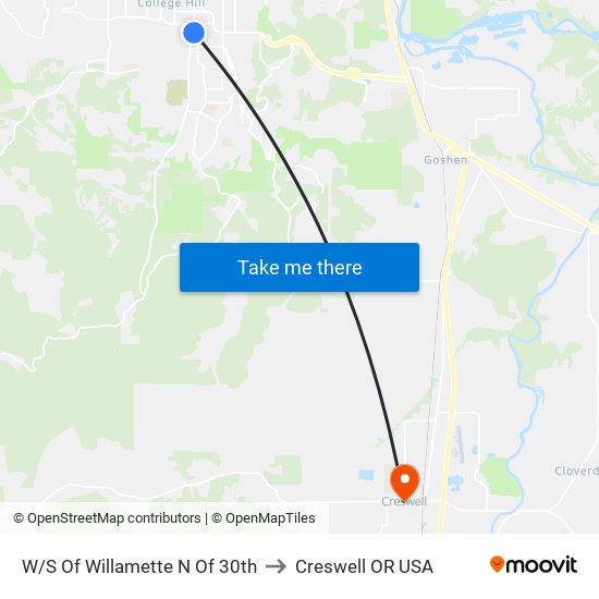 W/S Of Willamette N Of 30th to Creswell OR USA map
