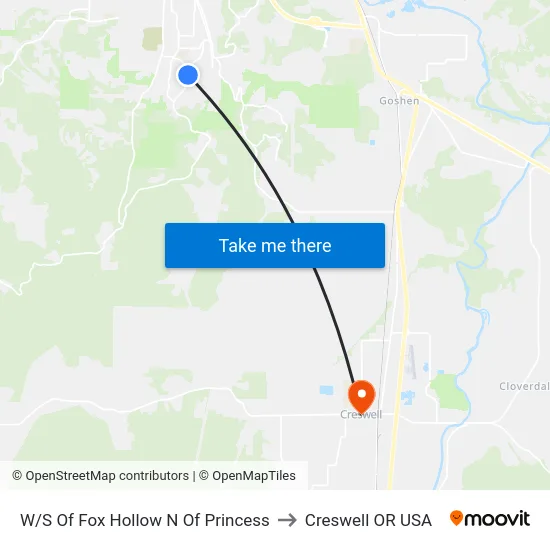 W/S Of Fox Hollow N Of Princess to Creswell OR USA map