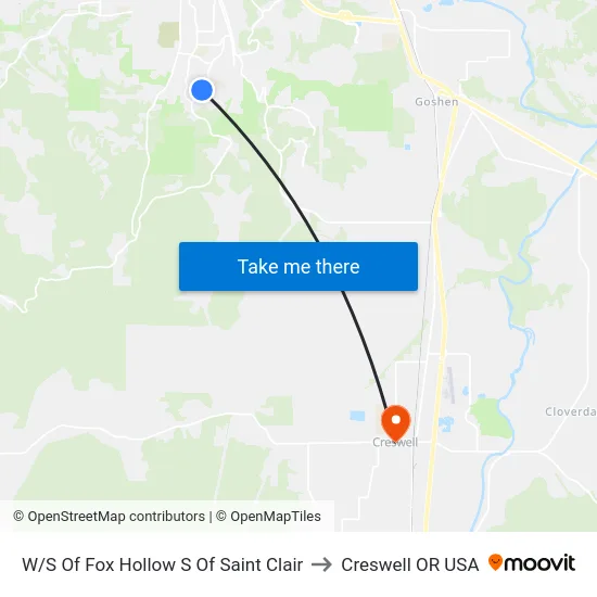 W/S Of Fox Hollow S Of Saint Clair to Creswell OR USA map