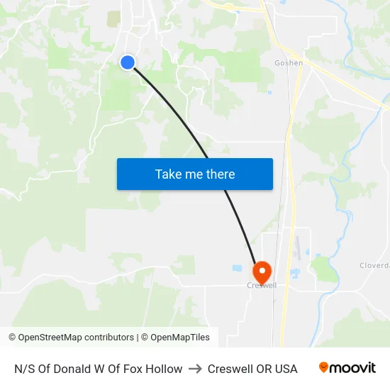 N/S Of Donald W Of Fox Hollow to Creswell OR USA map