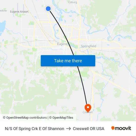 N/S Of Spring Crk E Of Shannon to Creswell OR USA map