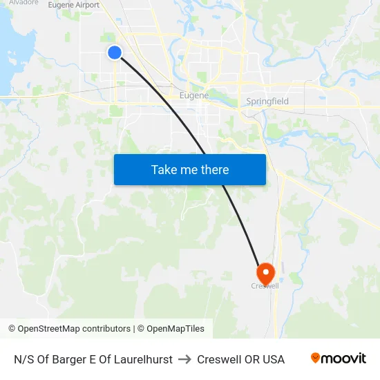 N/S Of Barger E Of Laurelhurst to Creswell OR USA map