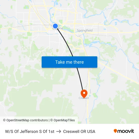 W/S Of Jefferson S Of 1st to Creswell OR USA map
