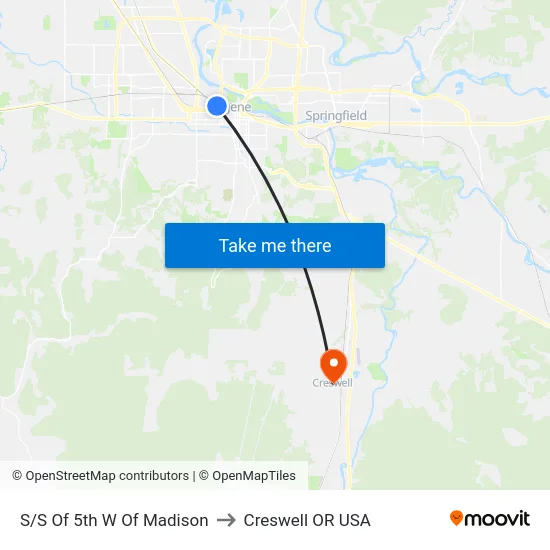 S/S Of 5th W Of Madison to Creswell OR USA map
