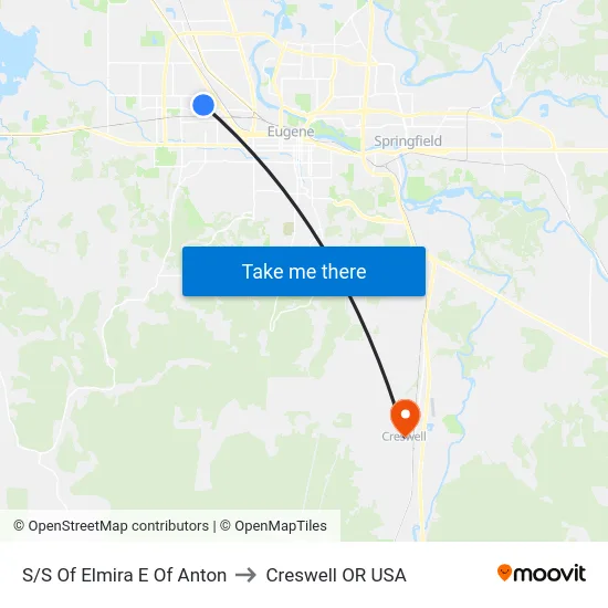 S/S Of Elmira E Of Anton to Creswell OR USA map