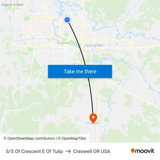 S/S Of Crescent E Of Tulip to Creswell OR USA map