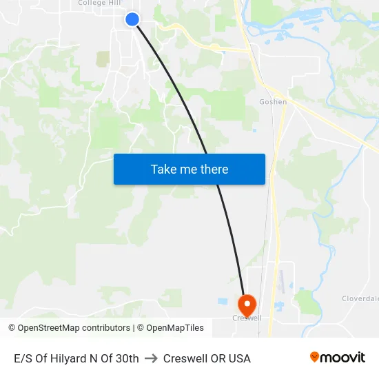 E/S Of Hilyard N Of 30th to Creswell OR USA map