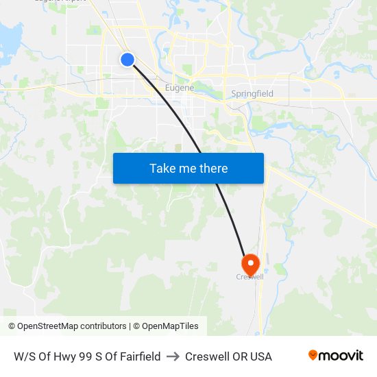 W/S Of Hwy 99 S Of Fairfield to Creswell OR USA map