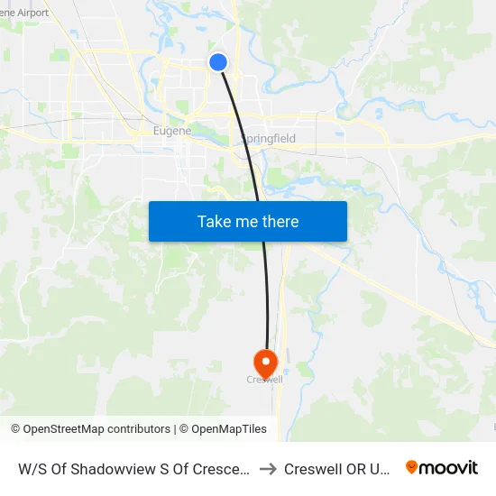 W/S Of Shadowview S Of Crescent to Creswell OR USA map