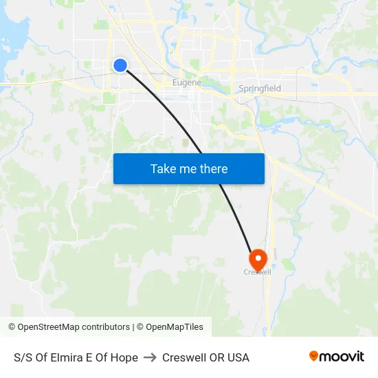 S/S Of Elmira E Of Hope to Creswell OR USA map