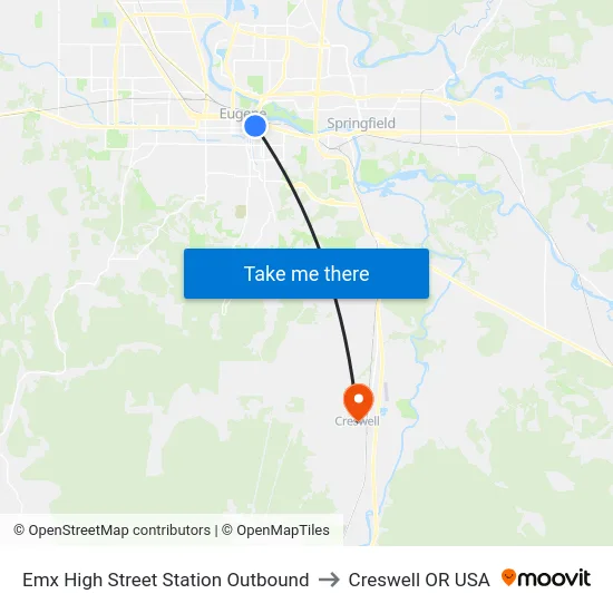 Emx High Street Station Outbound to Creswell OR USA map