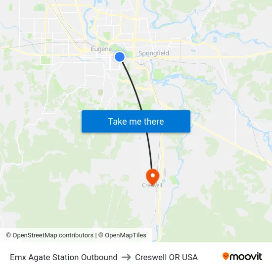 Emx Agate Station Outbound to Creswell OR USA map