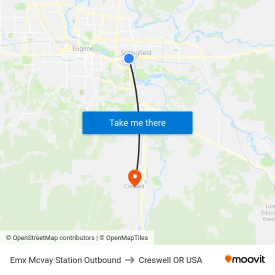 Emx Mcvay Station Outbound to Creswell OR USA map
