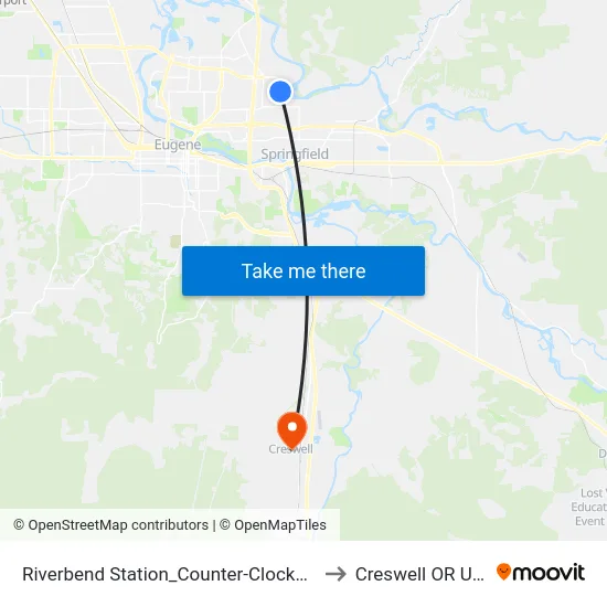 Riverbend Station_Counter-Clockwise to Creswell OR USA map