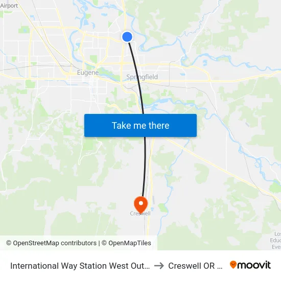 International Way Station West Outbound to Creswell OR USA map