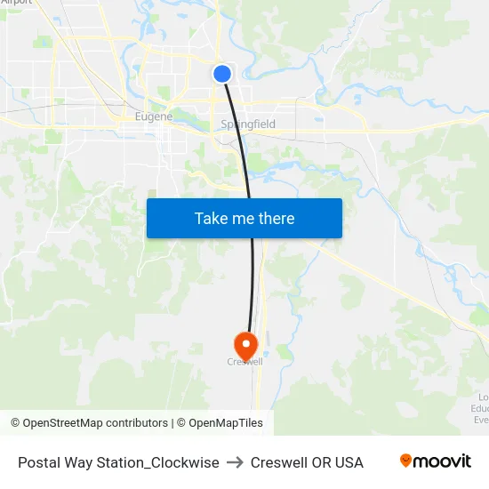 Postal Way Station_Clockwise to Creswell OR USA map