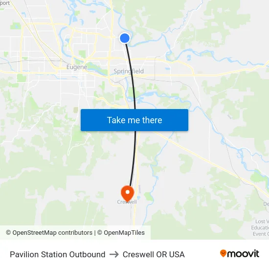 Pavilion Station Outbound to Creswell OR USA map