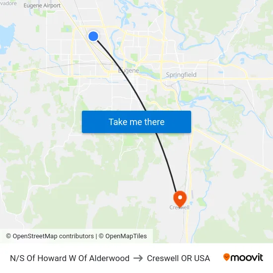 N/S Of Howard W Of Alderwood to Creswell OR USA map