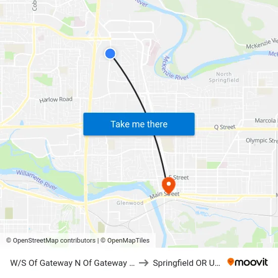 W/S Of Gateway N Of Gateway Lp to Springfield OR USA map
