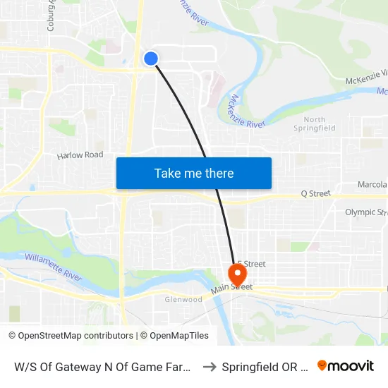 W/S Of Gateway N Of Game Farm Rd E to Springfield OR USA map