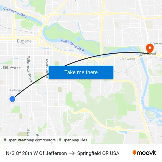 N/S Of 28th W Of Jefferson to Springfield OR USA map